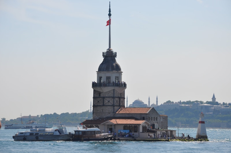 marine, sea, travel, 4K, nature, spire, tower, sky, day, built structure, history, guidance, city, lighthouse, building, maidens tower kiz kulesi, turkey