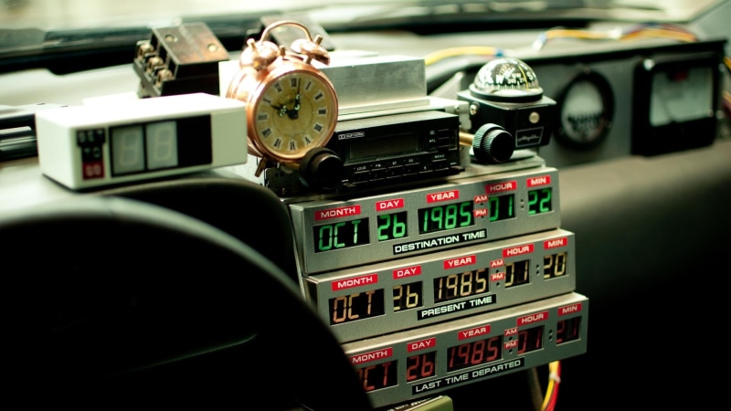 DeLorean, transportation, Back to the Future, control, 1080P, radio, car, technology, antique, cockpit, control panel, communication, time travel, mode of transportation
