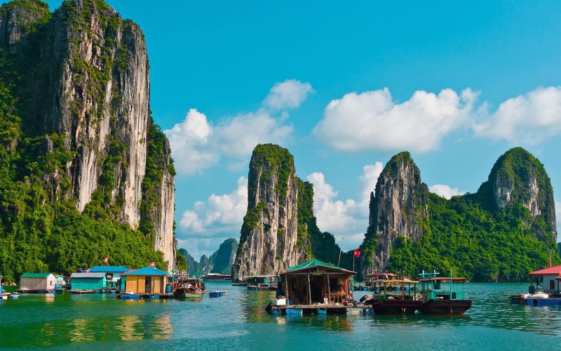 Travel, Boats, 1080P, Clouds, Vietnam, Mountains, Halong, Bay