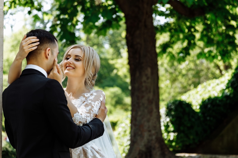 wedding dress, bridegroom, engagement, positive emotion, romance, couple - relationship, people, adults, wife, affection, married, groom, adult, wedding ceremony