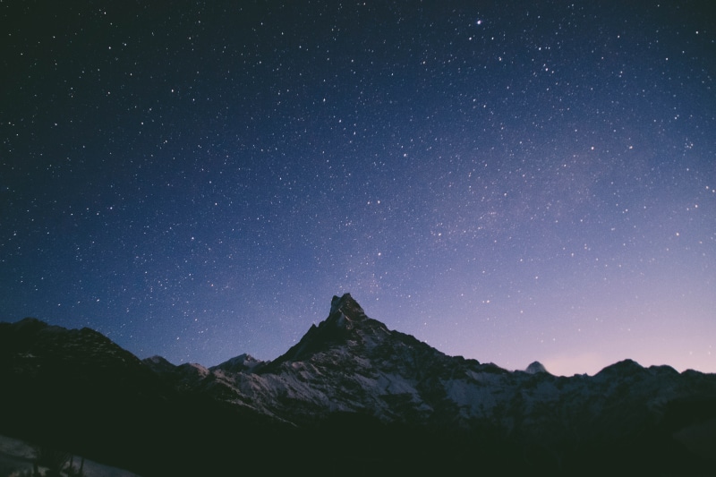 scenery, mountain, snow, stars, night photography, view, mountain peak, star - space, beauty in nature, scenics - nature, nature, low angle view, landscape