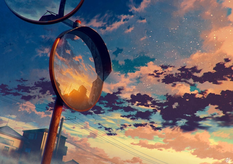 close-up, tranquil scene, sky, beauty in nature, low angle view, orange color, outdoors, sunglasses, glasses, no people, tranquility, scenics - nature