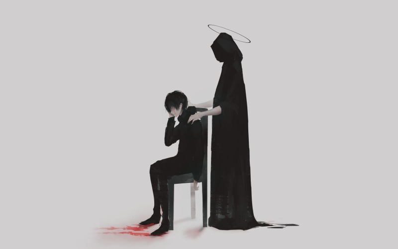 cut out, Anime, young adult, sad, real people, sitting, studio shot, indoors, seat, young men, adult, arts culture and entertainment, standing, 2K, leisure activity