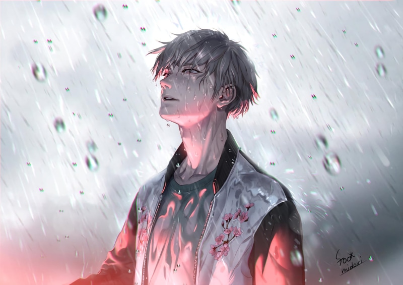 Boy, Rain, Anime, Original, 1080P
