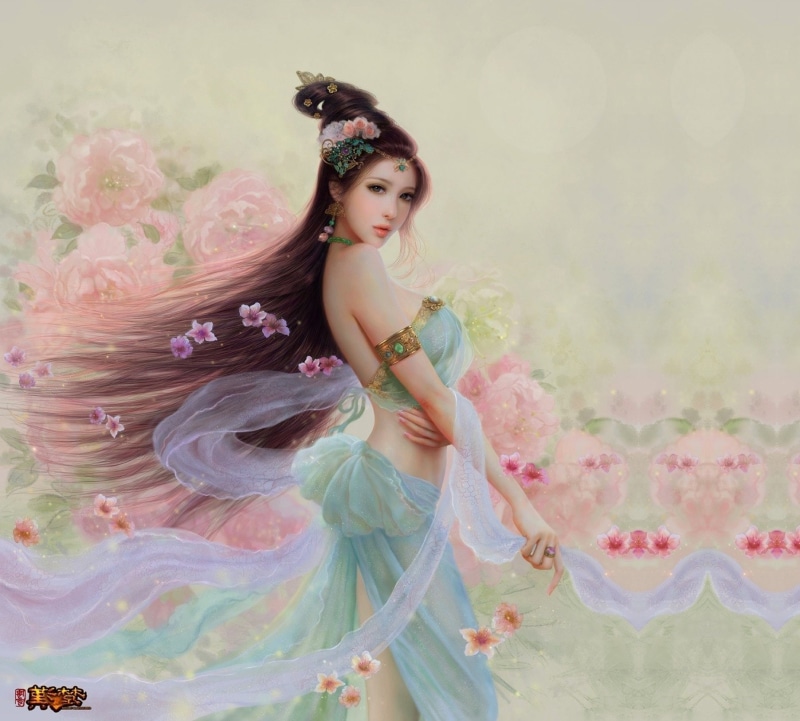 ruoxin, fashion, women, japanese, flowering plant, zhang, plant, nature, flower, beautiful woman, 720P, original, young women, one person, young adult