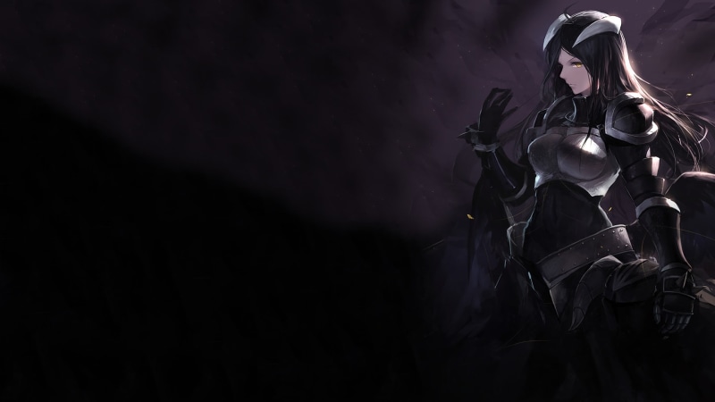 black, haired, Overlord, Albedo (Overlord), illustration, character, Anime, 1080P, female