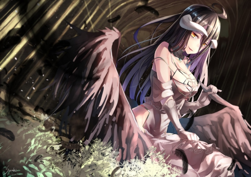 hair, leisure activity, Anime, nature, one person, females, real people, young women, hairstyle, haired, Albedo (Overlord), three quarter length, beautiful woman