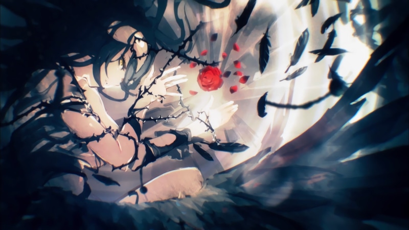 Albedo (Overlord), Anime, low angle view, beauty in nature, vignette, petal, Overlord (Anime), digital composite, Overlord, plant, selective focus, flower