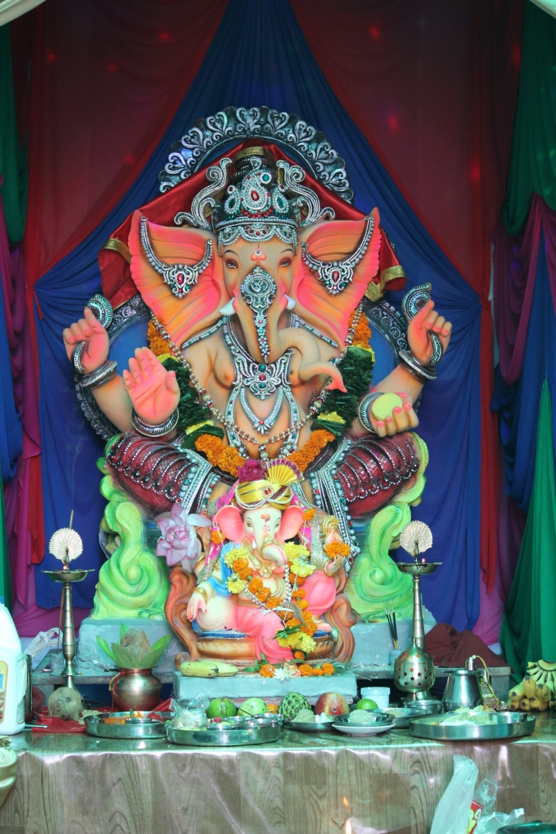 idol, sculpture, male likeness, building, representation, place of worship, creativity, ganesha, hindu, shrine, architecture, religion, 2K, no people