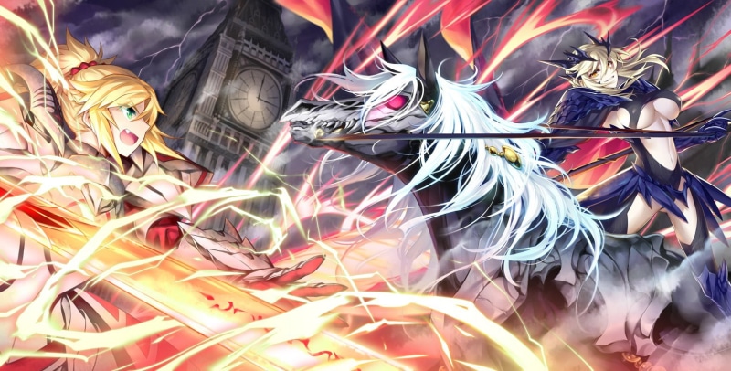 pattern, stack, container, Fate/Grand Order, Fate Series, pollution, large group of objects, 720P, lancer, mordred, full frame, day, horse