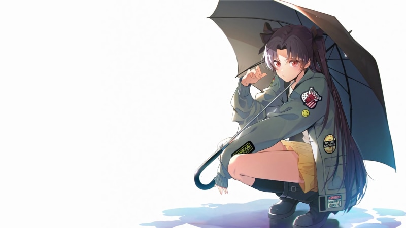 holding, outdoors, minimalism, travel, nature, holiday, Tohsaka Rin, copy space, manga, women, anime girls, real people, day, girls, full length, Fate/Grand Order