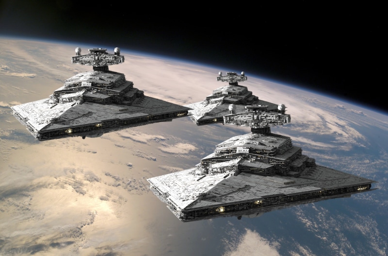 beauty in nature, tranquil scene, sunlight, water, Star Wars, land, aircrafts, Star Destroyer, high angle view, frozen, tranquility, three, scenics - nature
