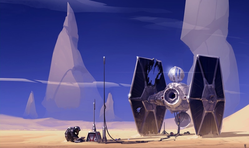 sculpture, sky, transportation, anthropomorphic, environment, digital composite, ship, technology, illuminated, mode of transportation, architecture, Star Wars
