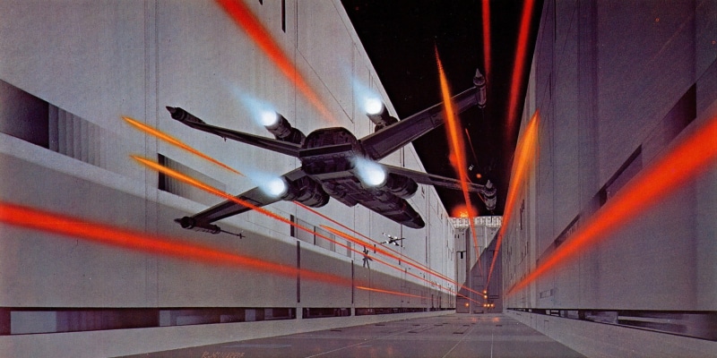 X-wing, fighter, no people, technology, Death Star, mode of transportation, painting, transportation, x, 1080P, Star Wars, orange color, built structure