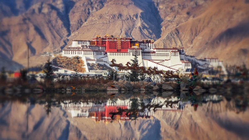 potala palace, 4K, china, tibetan buddhism, asia, buddhism, temple, buddhist, tibet, lhasa, reflection, religion