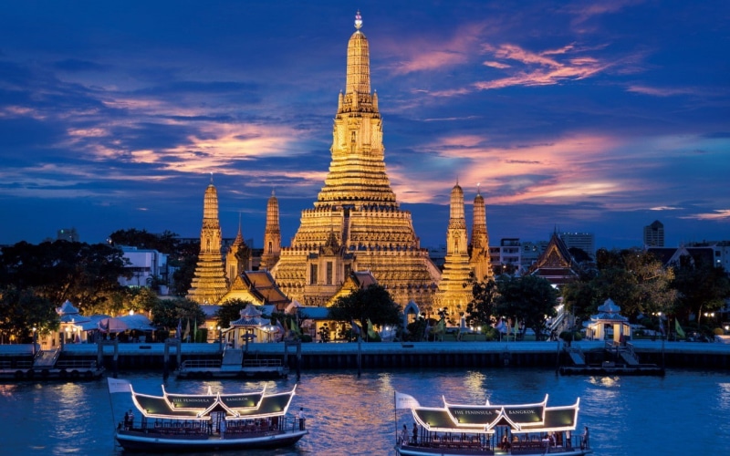 sky, built structure, belief, dusk, Thailand, building, royal, temple, spirituality, place of worship, Thai, outdoors, old building, building exterior