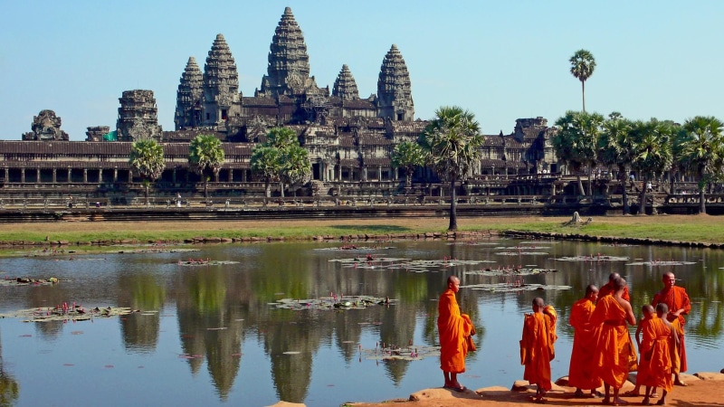 1080P, men, buildings, males, people, temple, resolution, brown, wat, high, angkor, architecture, monks, cambodia