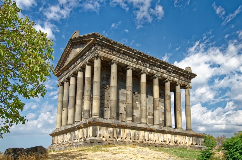 historically, nature, antiquity, caucasus, colonnade, the temple of garni, history, building exterior, ruined, ancient, plant, sky, place of worship, architecture