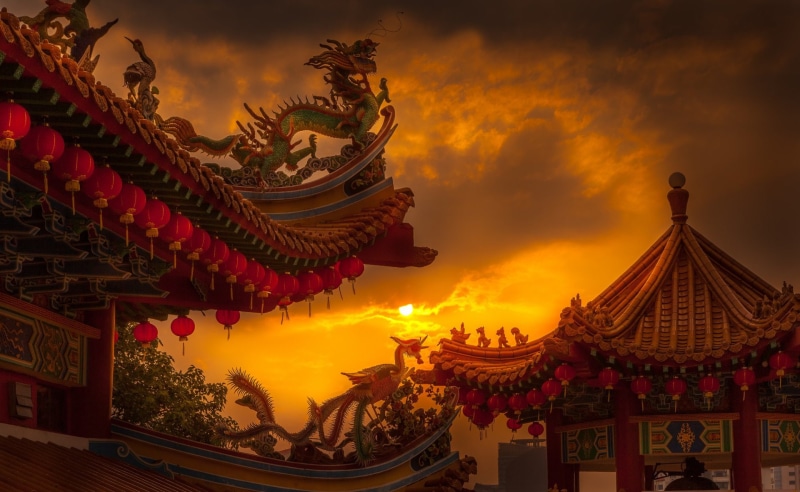 Sunset, 1080P, Photography, Pagoda, Chinese Temple, Temple, Malaysia
