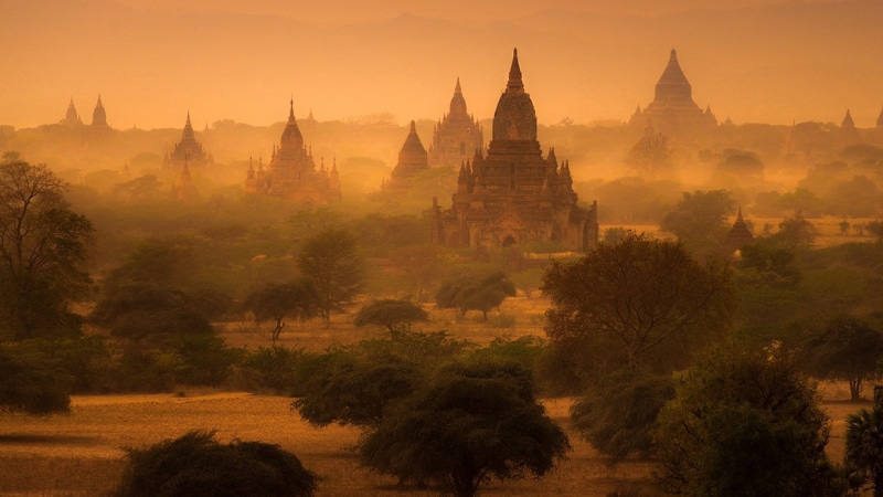 1080P, built structure, temples, sky, no people, historic site, place of worship, travel destinations, religion, travel, plant, temples of bagan, asia