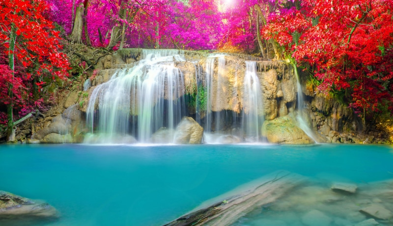 national, nature, thailand, park, erawan, autumn, waterfalls, waterfall, 5K, parks