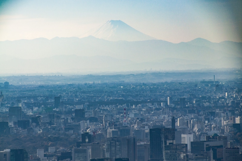 urban, japanese, building, apartment, birds eye view, tokyo, morning, smog, environment, skyline, landscape, haze, cityscape, mount fuji, urban landscape