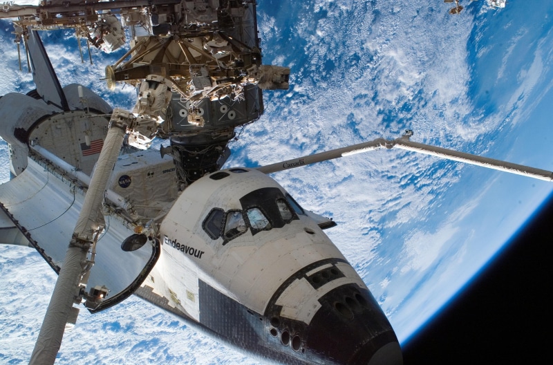 earth, flight, space, 2K, endeavour, shuttle endeavour, shuttle, planet, black, white