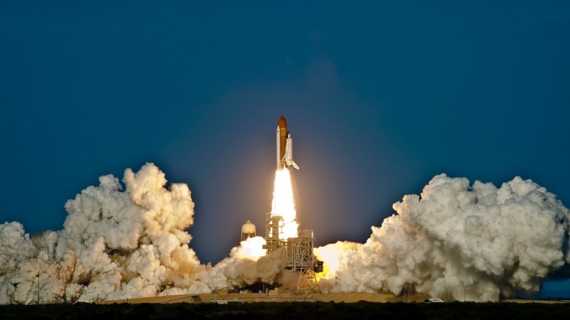 1080P, air pollution, no people, night, vehicle, space travel vehicle, outdoors, shuttle, space shuttle, rocket, blue, smoke - physical structure, pollution