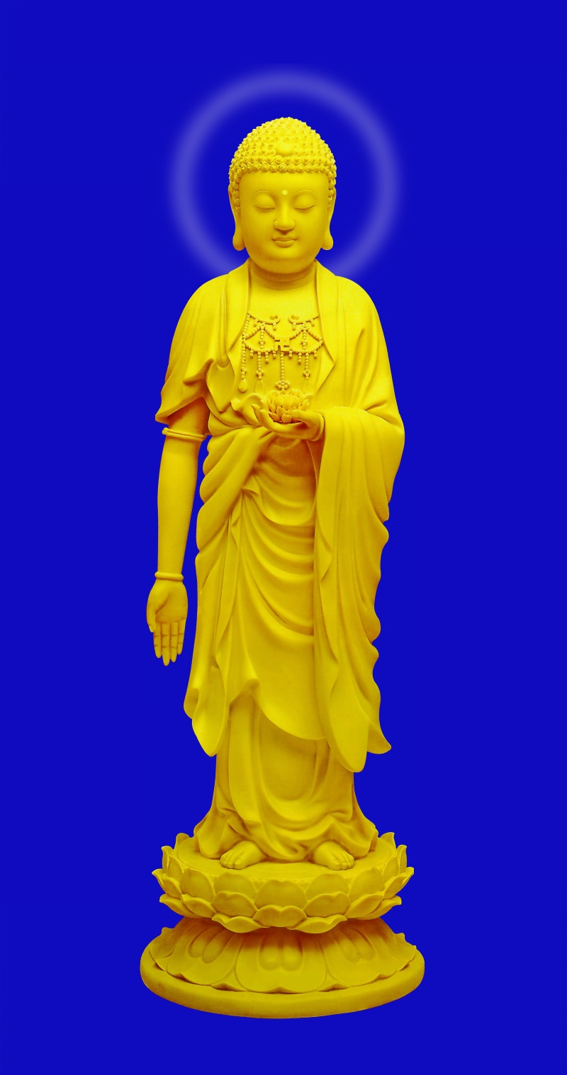 Amitabha Buddha, model, male model amitabha buddha, cultures, colored background, amitabha, creativity, architecture, male, blue, symbol, buddha, 8K, asia