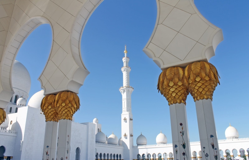religious, art, historic, dome, celebration, place of worship, flowers, arch, moshe, spirituality, building exterior, abu, day, no people, dhabi, white