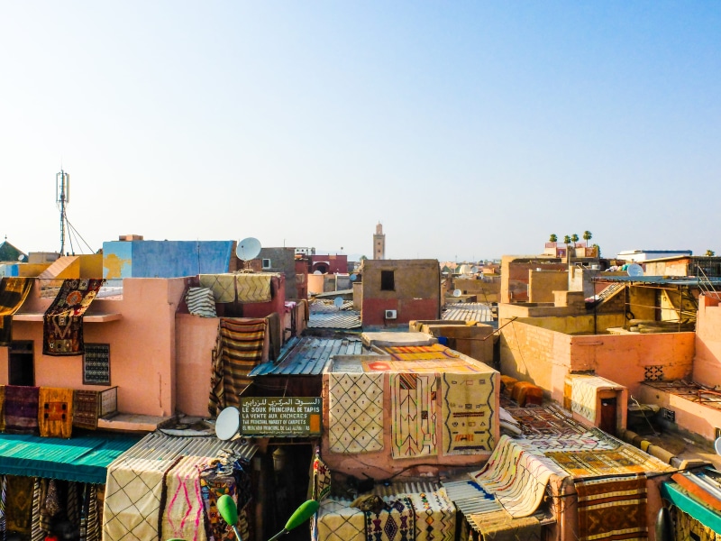 industry, architecture, sunlight, sky, built structure, copy space, morocco, 4K, city, building, outdoors, rooftop, travel, large group of objects, stack