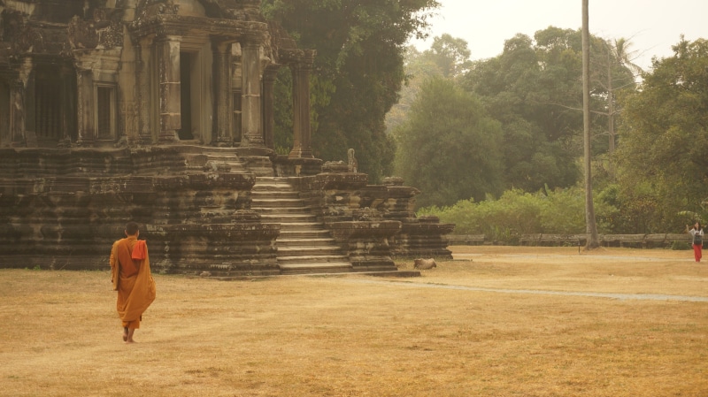 siam, travel, landmark, khmer, spirituality, monk, angkor, nature, full length, culture, wat, cambodia, civilization, the past, place, orange, religion