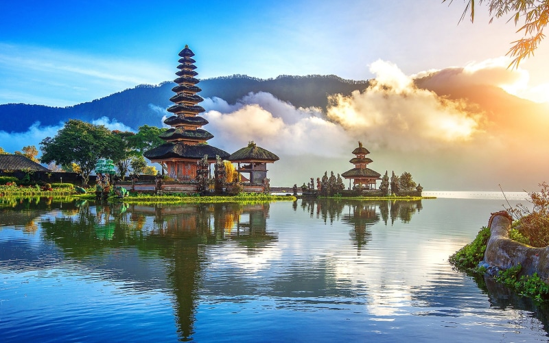 1080P, Temple, Lake, Reflection, Indonesia, Temples, Pura Ulun Danu Bratan