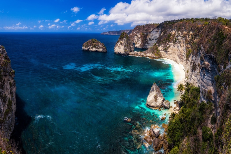 formation, water, 4K, near, Bali, rock, Island, body, 4K, Indonesia, Nusa Penida