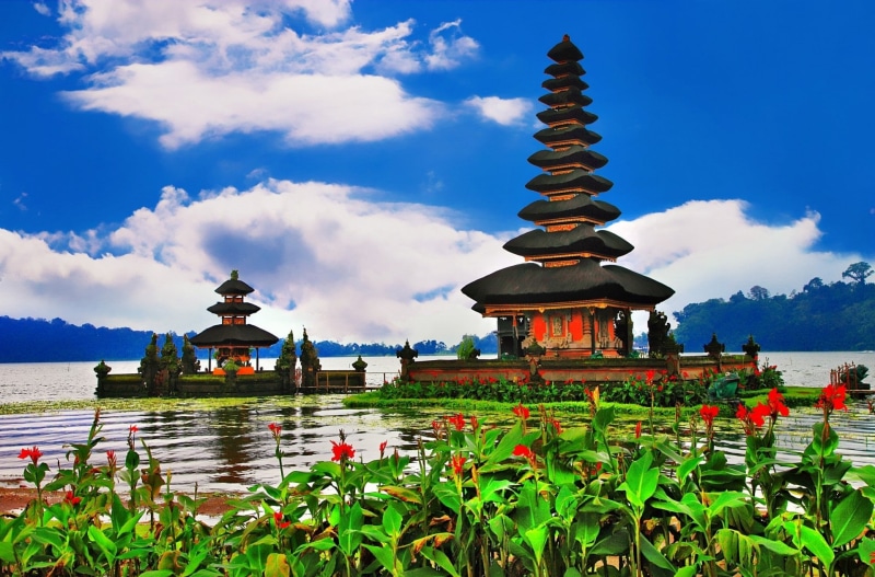 plant, built structure, Indonesia, cloud - sky, sky, Bali, spirituality, place of worship, day, Pura Ulun Danu Bratan, architecture, Temples, 1080P, water