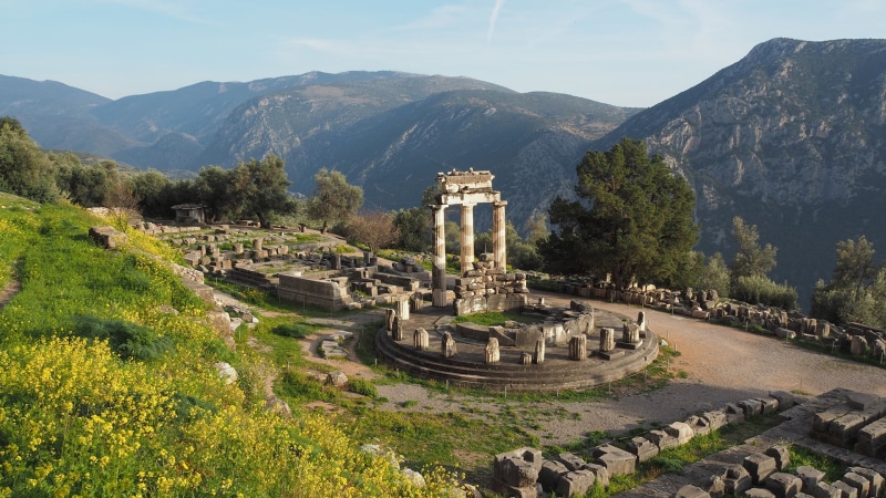 1080P, landscape, ancient greece, Greece, temple, ancient greek, rocks, nature, architecture, Athena, sky, clouds, ancient, plants