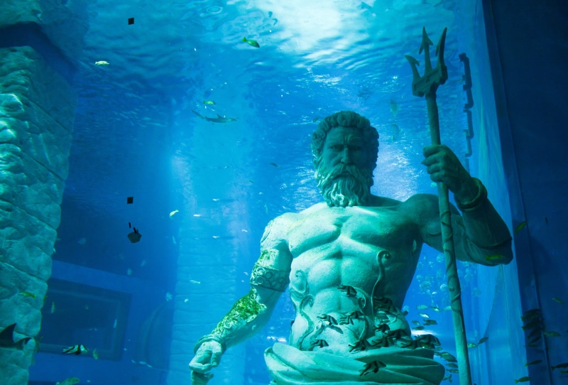 statue, animal themes, deep sea, animal wildlife, swimming, greek mythology, tank, animal, indoors, animals in captivity, water, marine, fish, aquarium