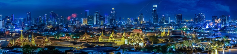 5K, Bangkok, lights, night, holiday, panorama, house, Thailand, festival