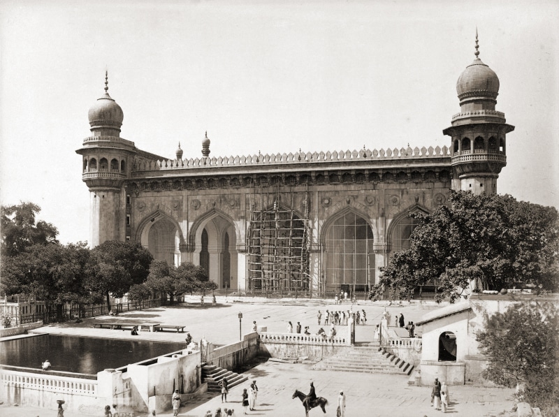 building Exterior, hyderabad, travel Locations, the past, Mecca Masjid, masjid, outdoors, 4K, incidental people, temple, history, architecture And Buildings