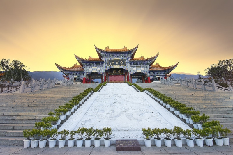 city, Asian architecture, China, 1080P, architecture, sun rays, building, temple