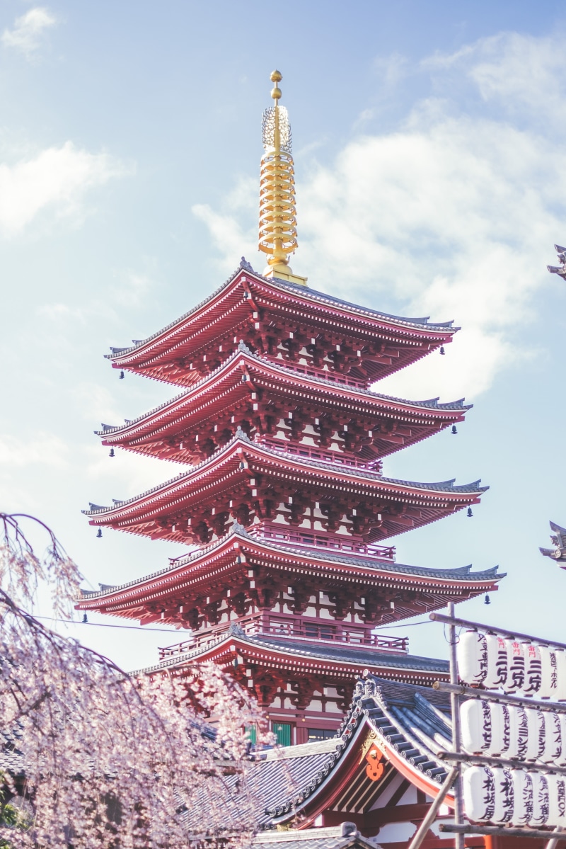 no people, zen, sky, built structure, building, asia, cloud - sky, temple, 4K, big, tower, country, red, asakusa, tradition, pagoda, nature, respect, spire