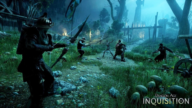 group of people, crowd, day, land, men, inquisition, weapon, real people, game, water, Dragon Age Inquisition, aggression, 1080P, dragon, Dragon Age: Inquisition