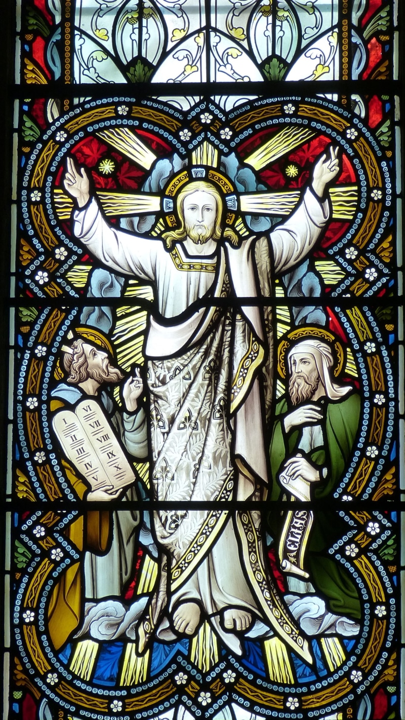 belief, stained, glass, creativity, image, st helier, window, female likeness, moses, 2K, place of worship, christianity, no people, human representation