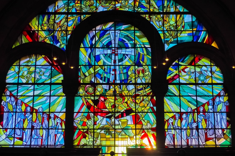 historically, day, image, windows, church, glass - material, blue, ceiling, indoors, pattern, christen, modern, design, ornate, church window, yellow, lead glass