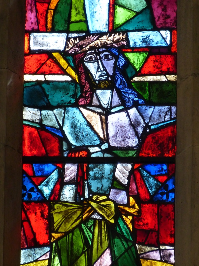 day, decor, religion, crucifixion, stain, pattern, 4K, representation, church window, crown of thorns, stained Glass, window, stained glass window, gospel