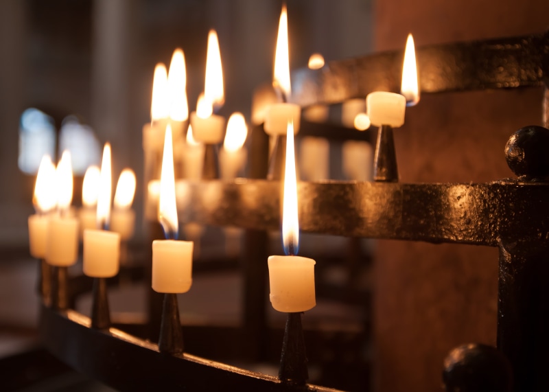 bell, fire, religion, priest, nature, fire - Natural Phenomenon, christianity, belief, heat - temperature, flame, candles, prayer, focus on foreground
