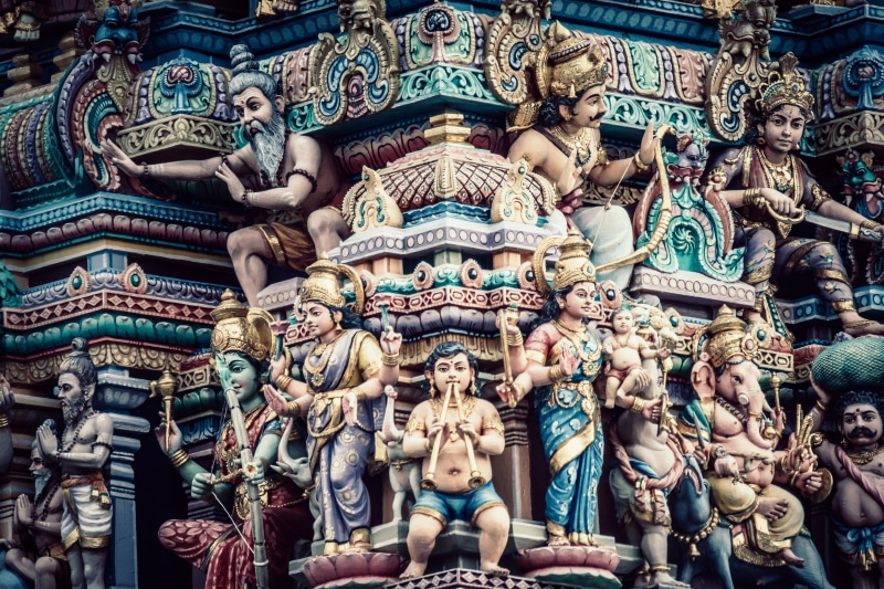art and craft, 5K, singapore, place of worship, culture, building, hindu, male likeness, statue, religion, church, temple, detail, creativity, representation