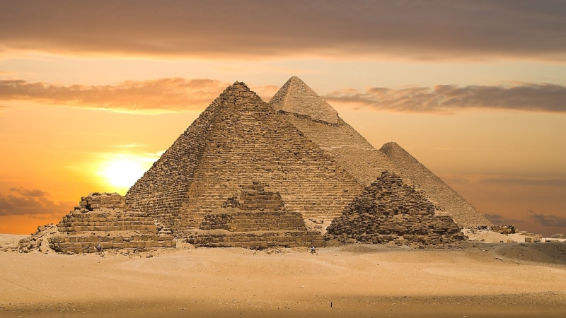 ancient history, egypt, tourism, great Pyramid, pyramid, sky, desert, scenics - nature, the Sphinx, africa, built structure, pyramids, triangle shape, travel