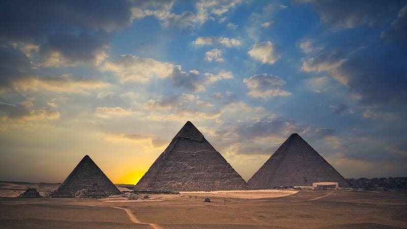 giza, 1080P, pyramids, egypt, landscape, desert, sunset, pyramids of giza, architecture, nature, pyramid