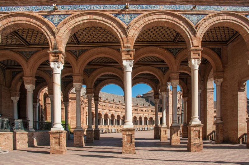 tourism, arcade, the past, old, building, courtyard, nature, arch, architectural column, travel destinations, travel, 720P, no people, built structure